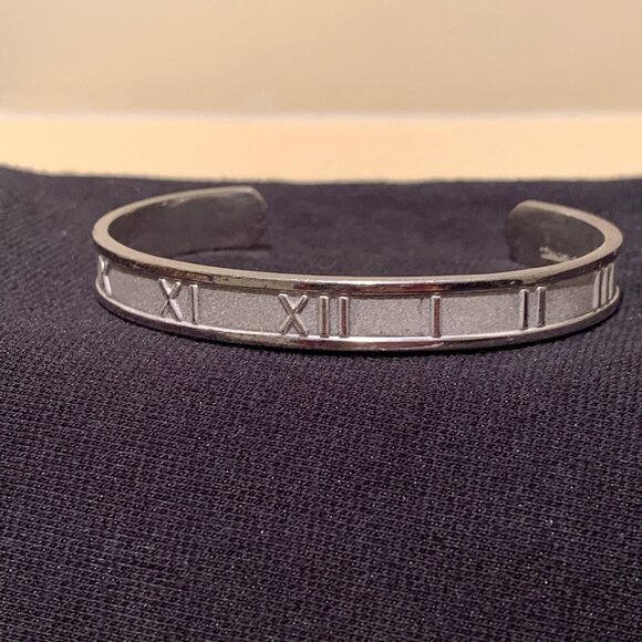 TIFFANY & CO. Atlas Roman Numeral Sterling Silver Cuff Bracelet 1995 - Picture 1 of 10